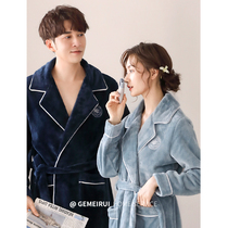 Flannel sleepwear lovers winter plus suede thickened male and female pair of bathrobe sizes lengthened Coral suede pyjamas