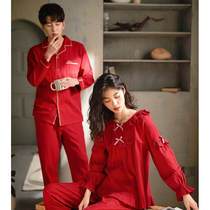 Couples Pyjamas Womens Autumn Winter New Red Ben Year Pure Cotton Long Sleeves Wedding Suit Big Code Home Conserved Men