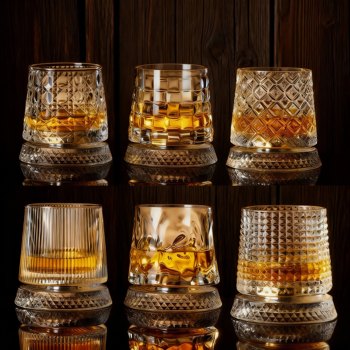 Crystal Macallan Spinning Tumbler, Non-Spill Rotating Whiskey Glass, Brandy Beer Glass, Trendy Liquor Glass