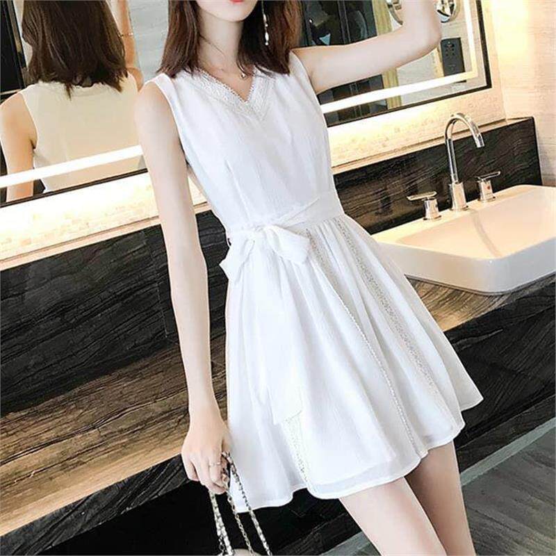 Sweet Little Girl's Sleeveless Chiffon Dress, New Summer Style, Simple Waist-Cinching, Fresh and Fairy-Like Tank Dress