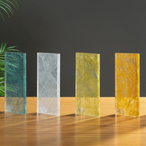 Customized wire art glass screen partition sliding door landscape painting glass hotel curtain wall project customization