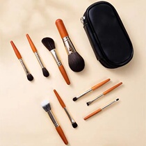 Lowa 9 Portable Mini Makeup Brush Set Wool Dot Brush Eyeshadow Brush Brow Brush Travel Suit Short Handle Strap Bag