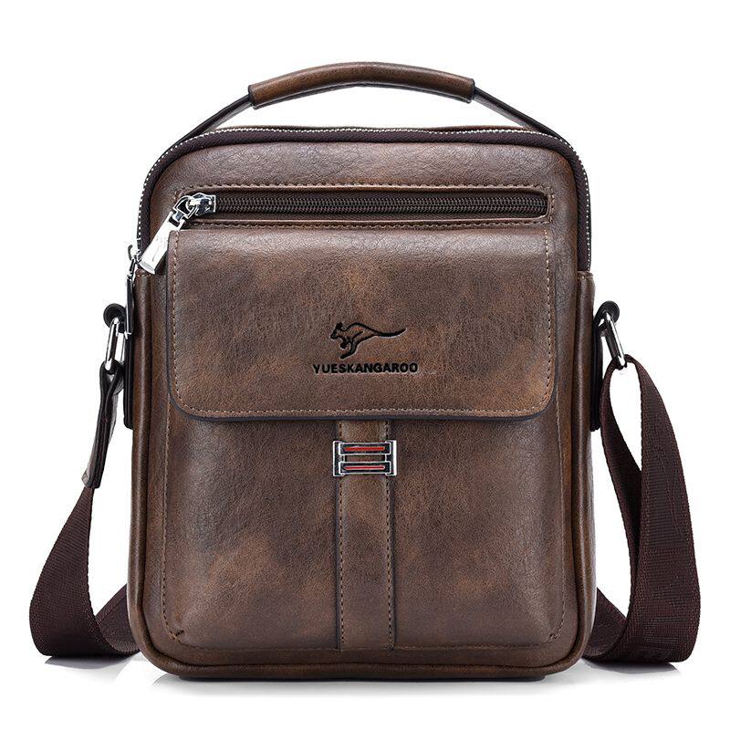 High-end business leather kangaroo messenger bag men's backpack diagonal leather shoulder bag new trendy business