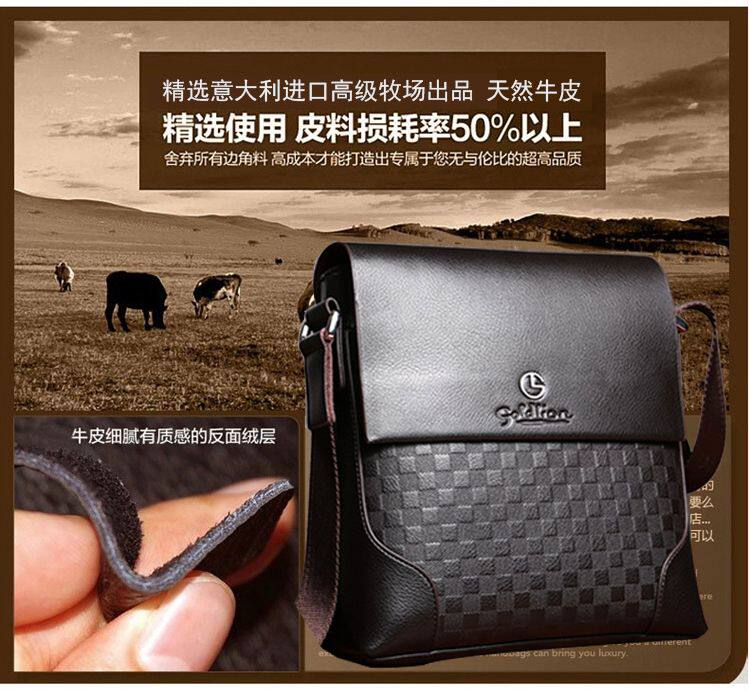 High-end business genuine leather kangaroo genuine leather bag for men's bag business men's single shoulder bag vertical and slanted satchel