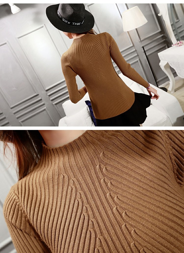Cộng thêm phân bón áo len XL tay dài của phụ nữ bên trong áo sơ mi cổ cao một nửa chất béo mm đáy áo len mỏng 200 kg áo len nữ shopee