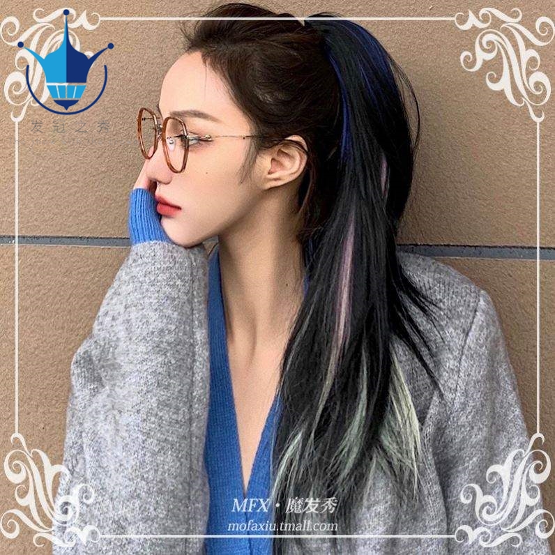 Highlighted catch clip female hip-hop hip-hop African dirty braid color gradient wig ponytail fake twist braid high temperature wire