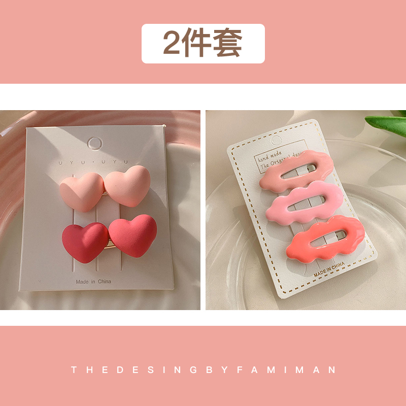 images 23:Pink flower hairpin cute child side Liu Hai broken hair side sweet girl love bb hairpin card headdress
