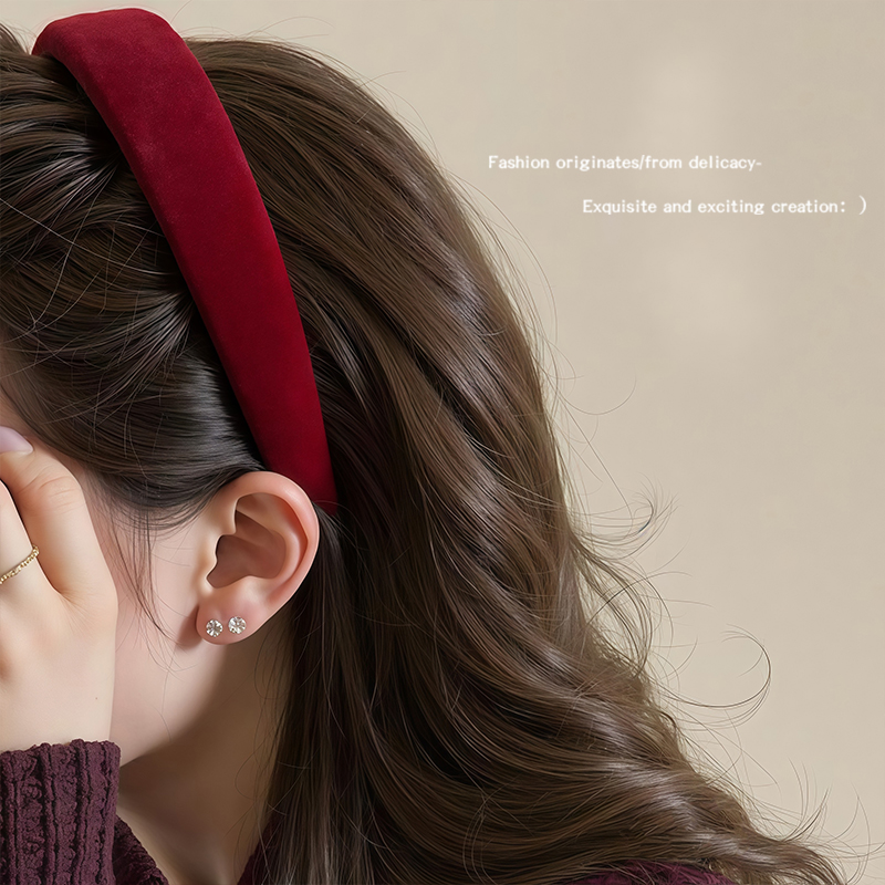 女性のための新年の赤いヘッドバンド 2024 新しい秋と冬のハイスカル洗顔ヘッドバンドつば広ヘアバンドルヘアピン帽子