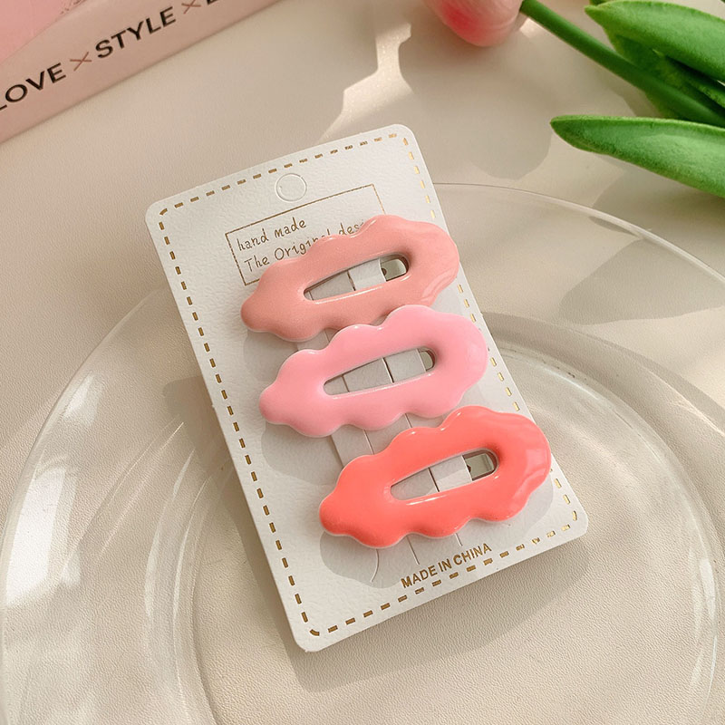images 5:Pink flower hairpin cute child side Liu Hai broken hair side sweet girl love bb hairpin card headdress