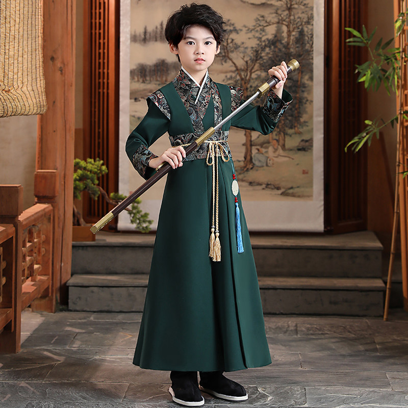 Boy Han-suited autumn and winter ancient style Chinese female pupil's Day performance clothes children's Tangwei Cultural Clothes