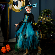 Halloween Childrens Dress Girls Dress Long Sleeve Witch Role Play Little Girls Makeup Ball Show