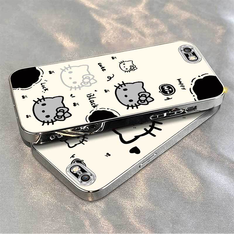 Suitable for iPhone 6 Phone Case, Black and White Cat Head, iPhone 6 /6S New Cute Electroplated Silver 6Splus Cartoon High-Value Flat Fruit 6S Full Edge Protection Anti-Drop 6Plus Internet Celebrity Soft Shell Silicone Suitable for iPhone 6 Phone Case, Black and White Cat Head, iPhone 6 /6S New Cute Electroplated Silver 6Splus Cartoon High-Value Flat Fruit 6S Full Edge Protection Anti-Drop 6Plus Internet Celebrity Soft Shell Silicone