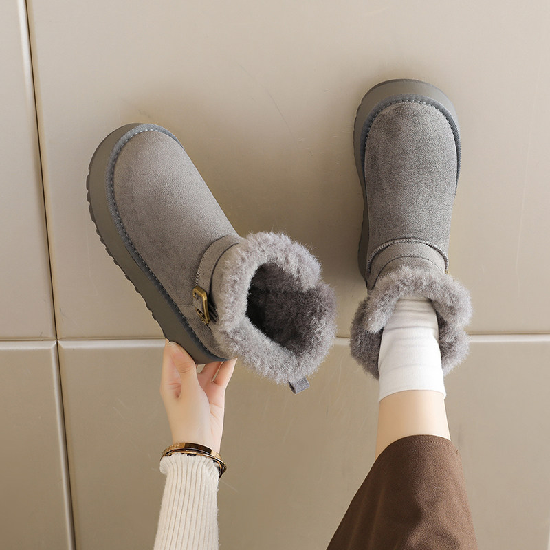 Northeast Snow Boots for Women, Thick-Soled Birkenstock-Style Cotton Shoes, Slip-On, 2025 Winter Model, Fleece-Lined Warm Cotton Shoes for Women