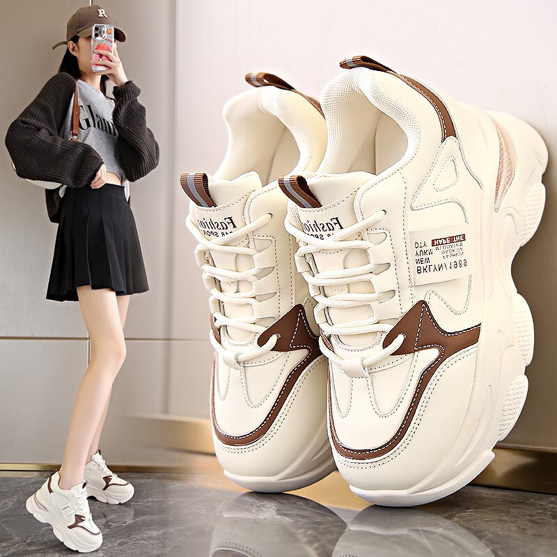 Women's Height-Increasing Dad Sneakers 2026 New Summer High-Top White Shoes Student Casual Small Size Popular Sports Shoes