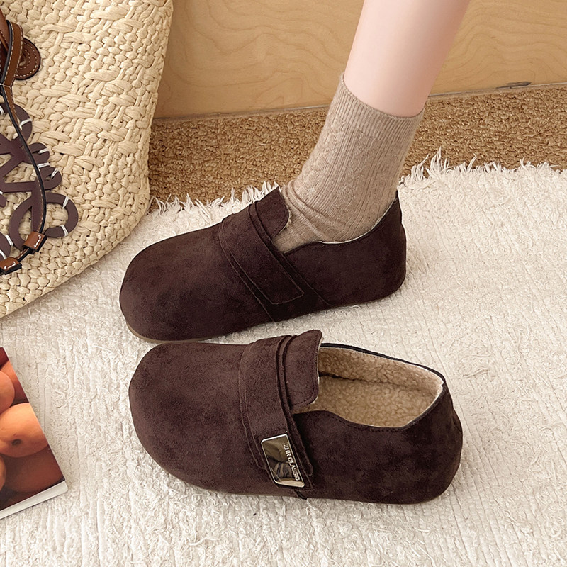 Women's Height-Increasing Birkenstock-Style Shoes, Winter 2025, Plush Loafers, Soft Thick Soles, Suitable for Pregnant Women