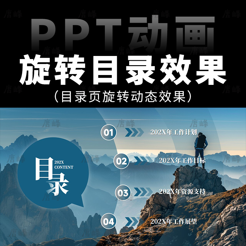 High-End Catalog Page Title with Circular Rotation and Smooth Transition Effect Display Animation Dynamic Ppt Template Material