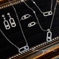 In the year of birth high-end Internet celebrity style full diamond earrings feminine temperament new trendy geometric pin necklace bracelet ring pendant