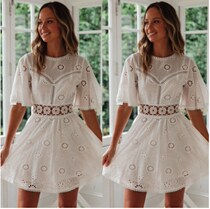 2020 Summer Sexy hollowed out women dreSS with Short SleeveS
