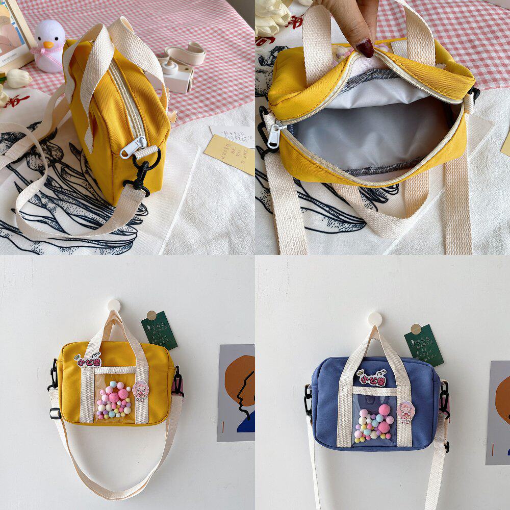 Small square bag Single shoulder inclined satchel letdown with new summer transparent Small and small bag Women 2021 day series fresher nylon cute