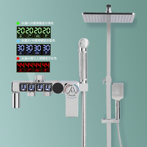  JOMOW all copper silver shower thermostatic bathroom lifting shower wall-mounted digital display shower faucet set