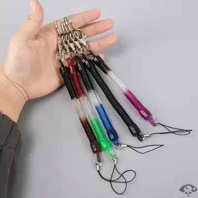 Key ring with retractable plastic ring elastic key Stainless steel men's buckle mountaineering can shorten the missed waist