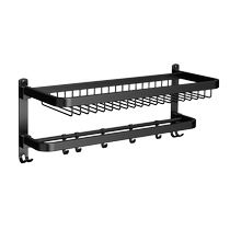 TOZ towel rack 304 stainless steel hole-free bathroom toilet storage rack folding wall-mounted towel rack black