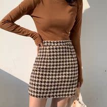 Short dress Skirt Half Body Dress Winter Accessories Slim Fit 100 Hitch Taste Plaid a Thousand Bird High Purse Hip