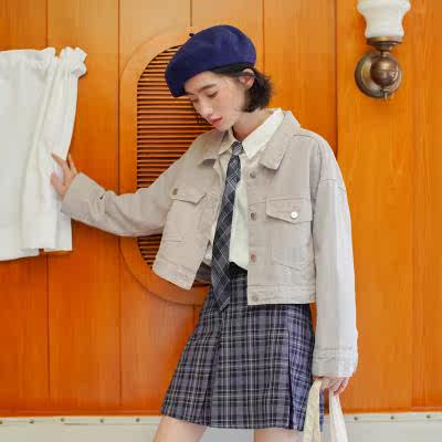 College Wind Student Retro Jacket New Coat Women Loose 2020 Autumn Winter Denim Jacket Short 100 lap tooling