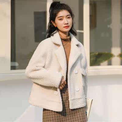 2020 Ins port Wind Han version of lamb Mao's new short coat female winter loose thickened student cotton clothes cotton clothing