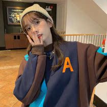 Female ins blouses feeling autumn and winter 202 thousand lapped with thickened and velvety design Korean version chic harbor wind retro and loose clothing