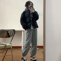 Tide small sub cotton clothes schoolgirls Ins port Wind black bread clothes jacket loose autumn and winter Korean version 100 lap cotton clothing