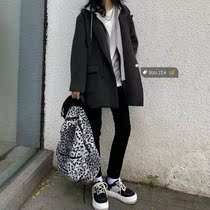 Autumn and winter 2020 new Korean suit Joker thick woolen cloth coat black Hepburn style high end woolen coat women