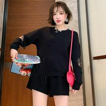 Temperament Flow Su Open Fork Design Sense Loose Clothing High Waist Shorts Casual Two Suits Women 2021 Early Autumn New