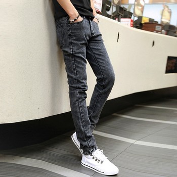 Jeans ຜູ້ຊາຍ slim fit ຕີນຂະຫນາດນ້ອຍບາດເຈັບແລະກາງເກງຂາຍາວພາສາເກົາຫຼີ trendy ໄວຫນຸ່ມຍີ່ຫໍ້ 2024 ຮູບແບບໃຫມ່ versatile ທົນທານຕໍ່ການສວມໃສ່.