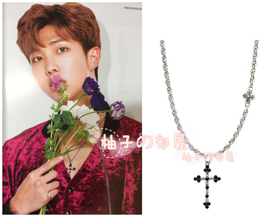 ARMY ZIP BTS Bulletproof Youth League Kim Nam-joon with 925 silver cross pendant necklace