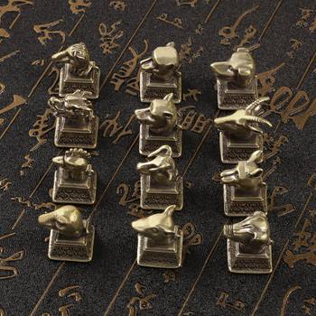 Imitation yuanmingyuan antique miscellaneous collection brass square seal ornaments old twelve zodiac seal ornaments 12