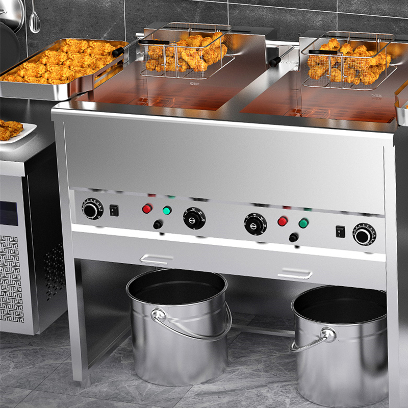 Letron Commercial Vertical Fryer Double Cylinder Fries Fries Fried Chicken Large Capacity Electric Fryer Oil Bar Fried Bunch Machine Swing Stall Equipment