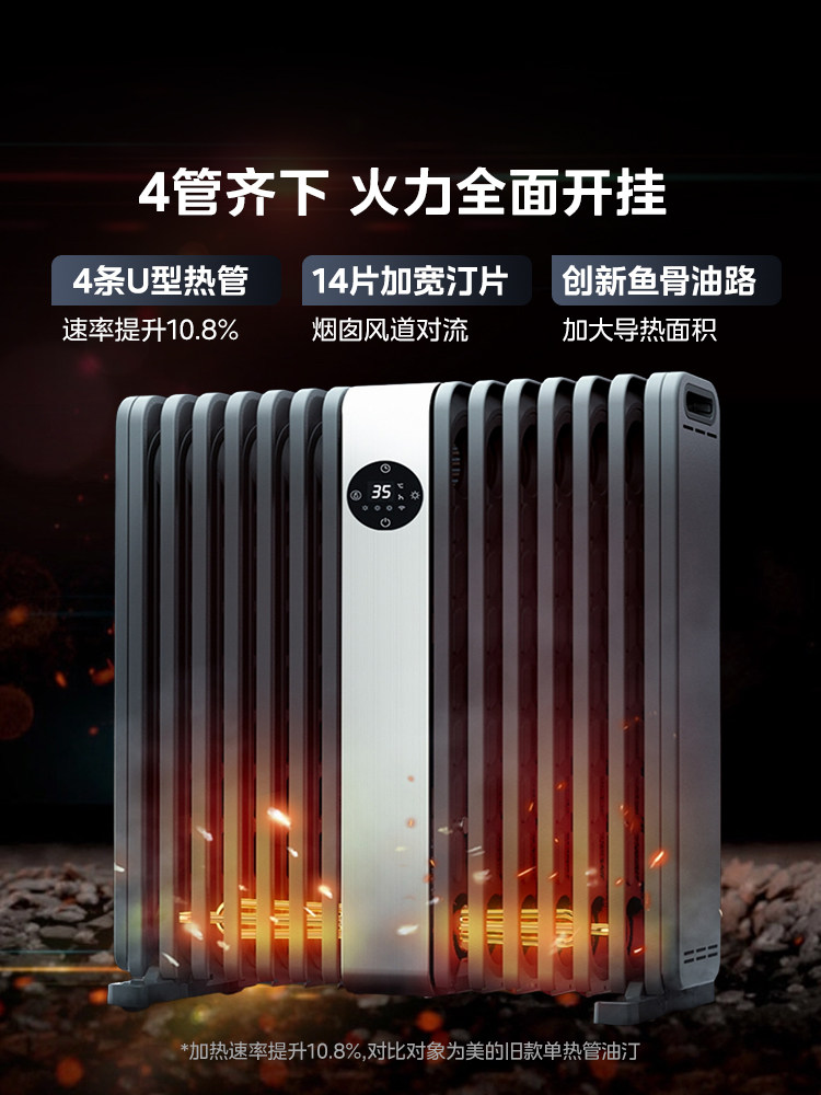 Midea Oil Heater for Home Use, Large Area Electric Radiator for the Whole House, Living Room, Intelligent Voice Control, Constant Temperature, 2025 New Model