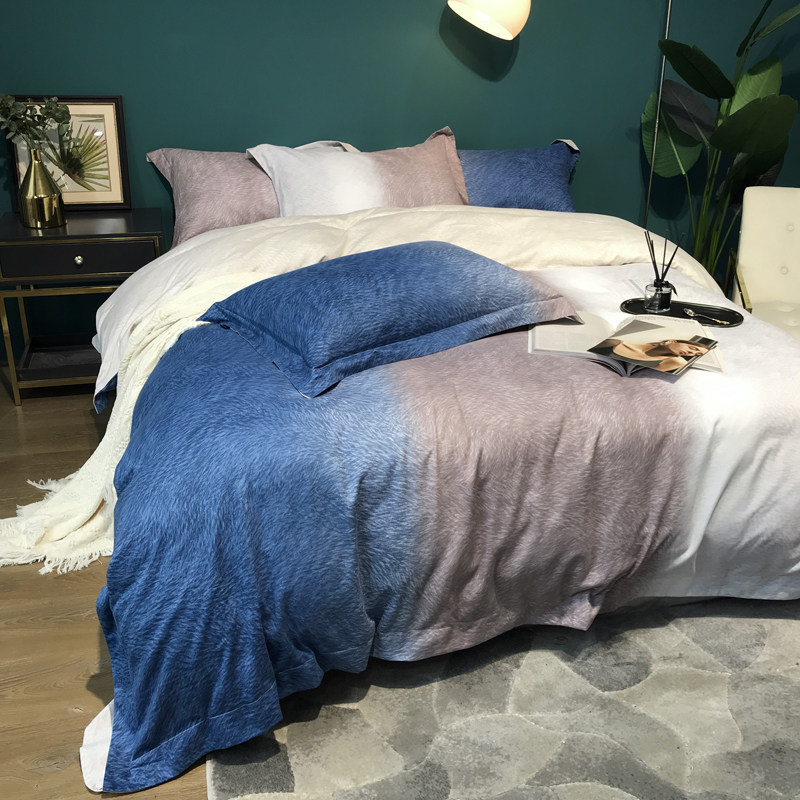 Simple 100-piece cotton sanding four-piece set autumn and winter warm and thick European villa model room 1 8 bedding