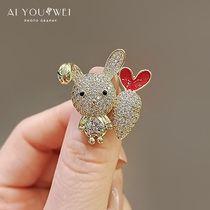 Japan and South Korea cute cartoon Pink Rabbit small brooch animal temperament pin anti-light neckline pressure placket button needle
