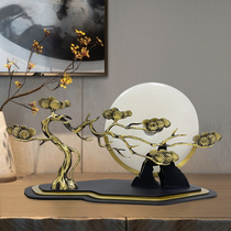 New Chinese style all-copper welcoming pine five-blessing ornaments living room entrance TV cabinet wine cabinet handicrafts jewelry housewarming