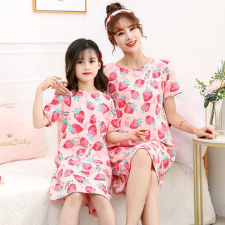 儿童睡裙短袖公主裙夏季女童纯棉宝宝小女孩亲子睡衣中大童家居服