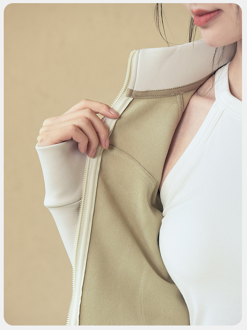 Куртка для йоги ackdcs加绒瑜伽外套女秋冬紧身显瘦防风运动骑行跑步健身长袖上衣