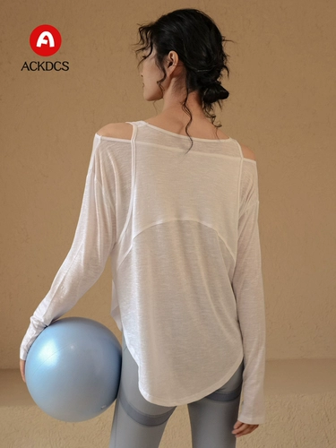 Спортивный лонгслив для йоги, быстросохнущая белая летняя футболка для спортзала, свободный крой, для бега