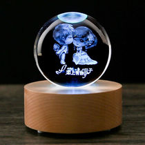 Nine-can (free lettering) Bluetooth water crystal ball music box wood sending girlfriend classmates birthday present swing piece