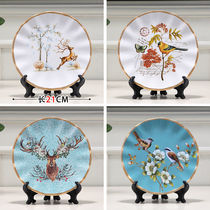 Eurostyle ceramic hanging disc pendulum piece Creative modern home Living room Xuan Guan Wine Cabinet Disc Adornment Send Bestie Wedding