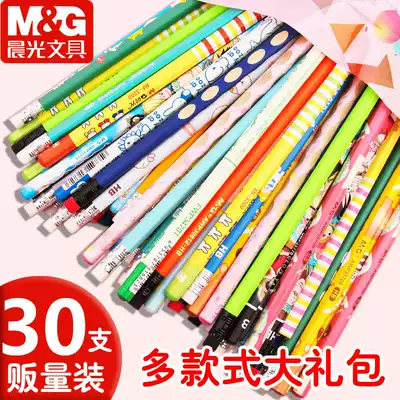 Morning light pencil Primary School students dedicated first grade second grade three writing hb triangle Rod six black wood hole with rubber children kindergarten with beginner cartoon cute girl Heart set