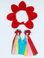 Красное эластичное кольцо, в цветочек, 2 шт