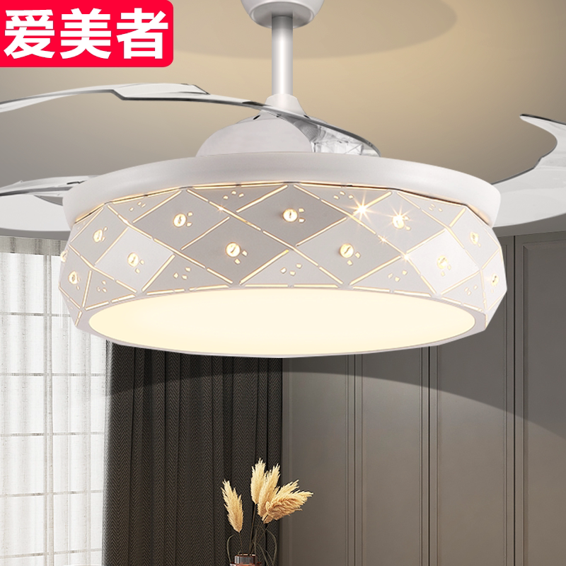 Frequency conversion ceiling fan light invisible fan light home dining room living room bedroom fan chandelier modern minimalist light fan integrated
