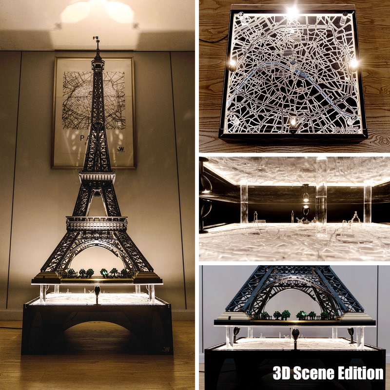 Suitable for Lego 10307 Eiffel Tower Model Light Base Acrylic Display Box 3D Upgraded Version Base